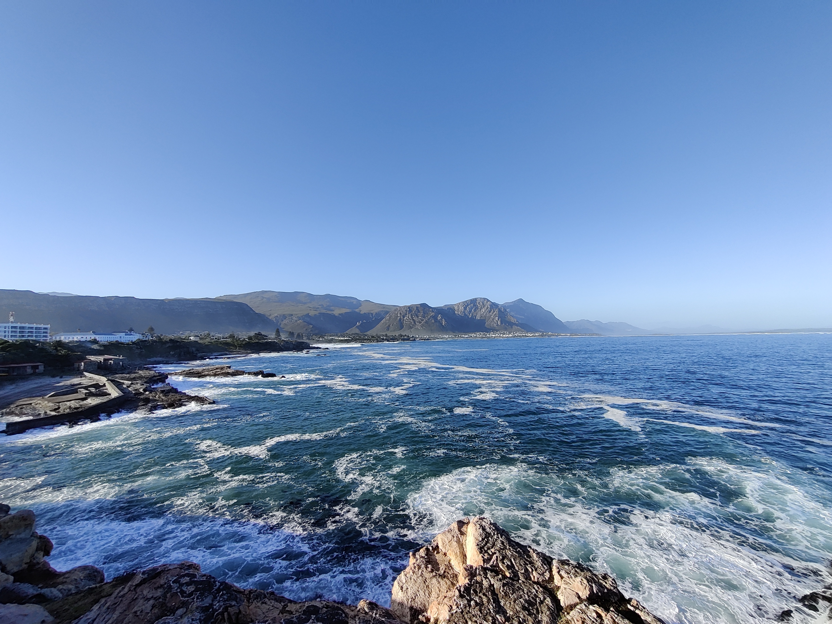 The rugged coastline and mountains of Hermanus, South Africa